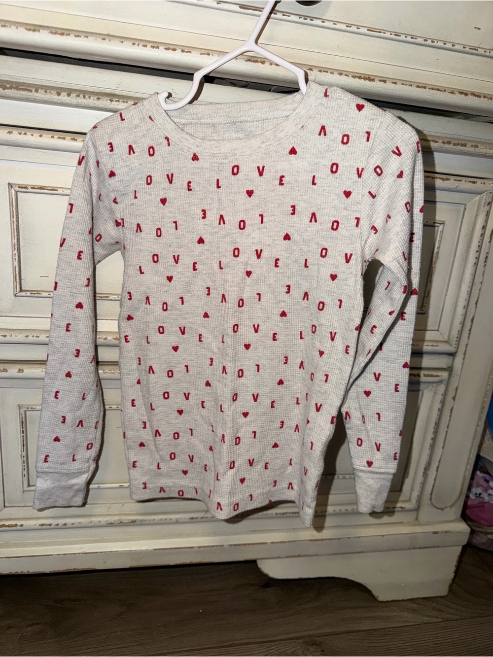 Carter's Thermal Long-Sleeve Top with Red LOVE & Hearts Pajama Set